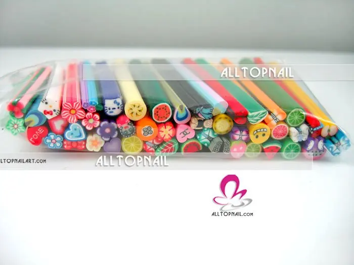 Feather cartoon fruit Festival- Mixed Style Polymer Clay Nail Art Cane A_Grade 100pcs Nail Art Canes 3