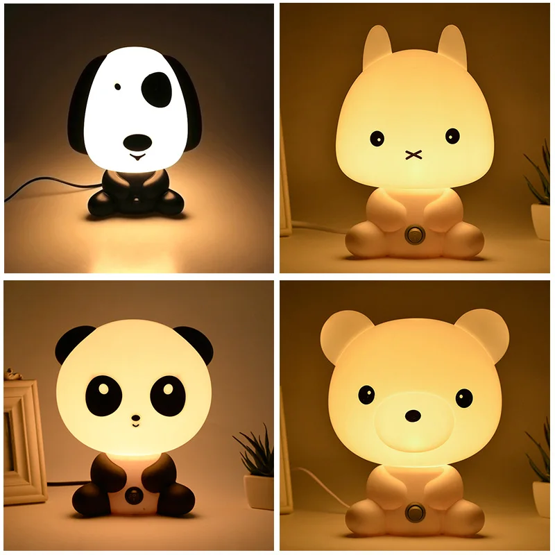 EU Plug Night Lovely Sleeping Lamp font b Baby b font Room Panda Rabbit Dog Bear
