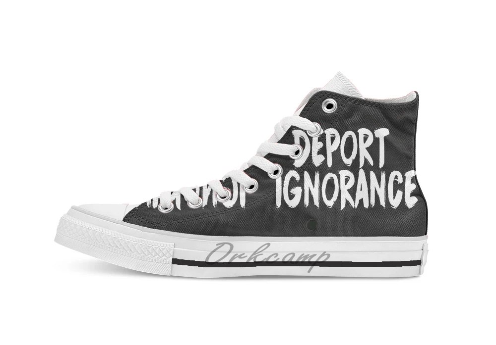 

Deport Ignorance Unisex High Top Canvas flat Casual Custom shoes Drop Shipping