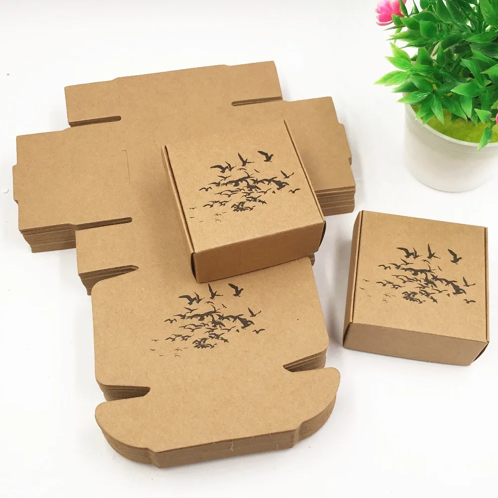 50pcs/lot Gift Kraft Paper Packing Party Boxes Handmade Soap Little