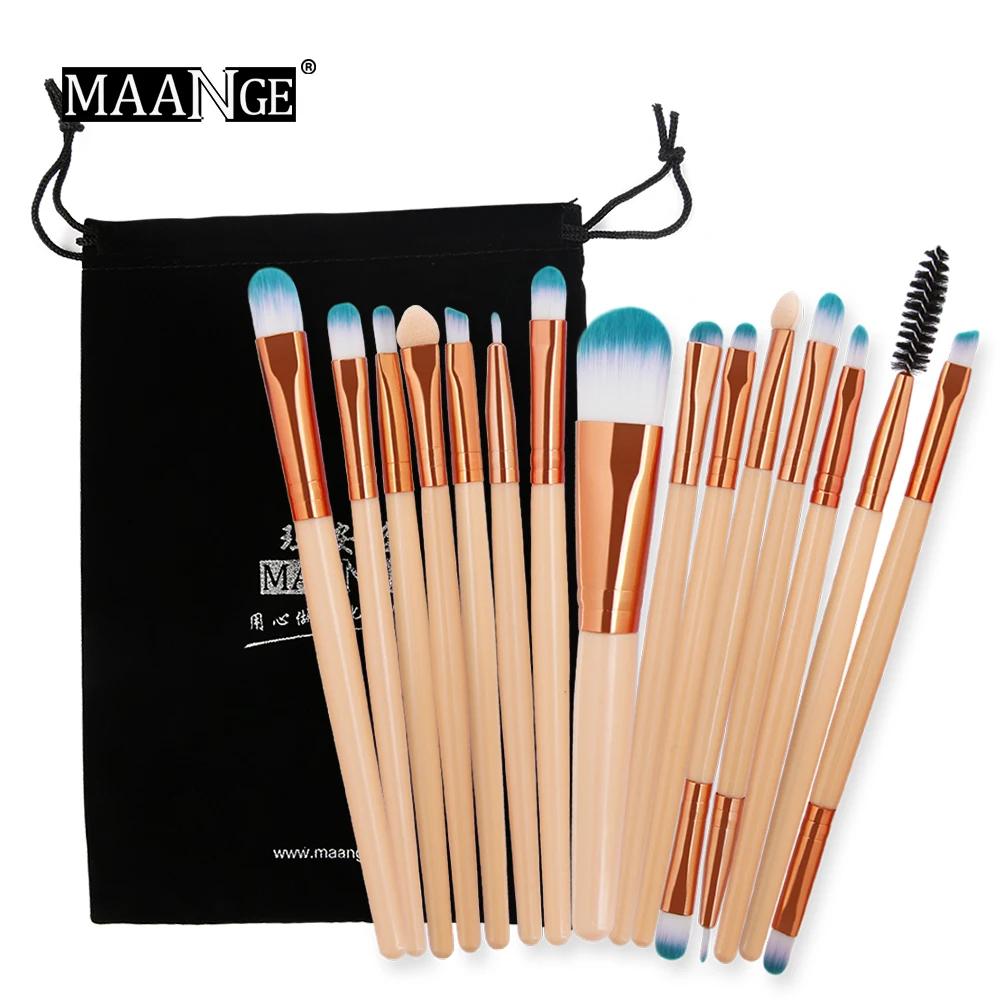 

MAANGE 15PCS Makeup Brushes Set Foundation Powder Eyeshadow Brow Eyeliner Cosmetic Make Up Brush Beauty Tool Pinceaux Maquillage