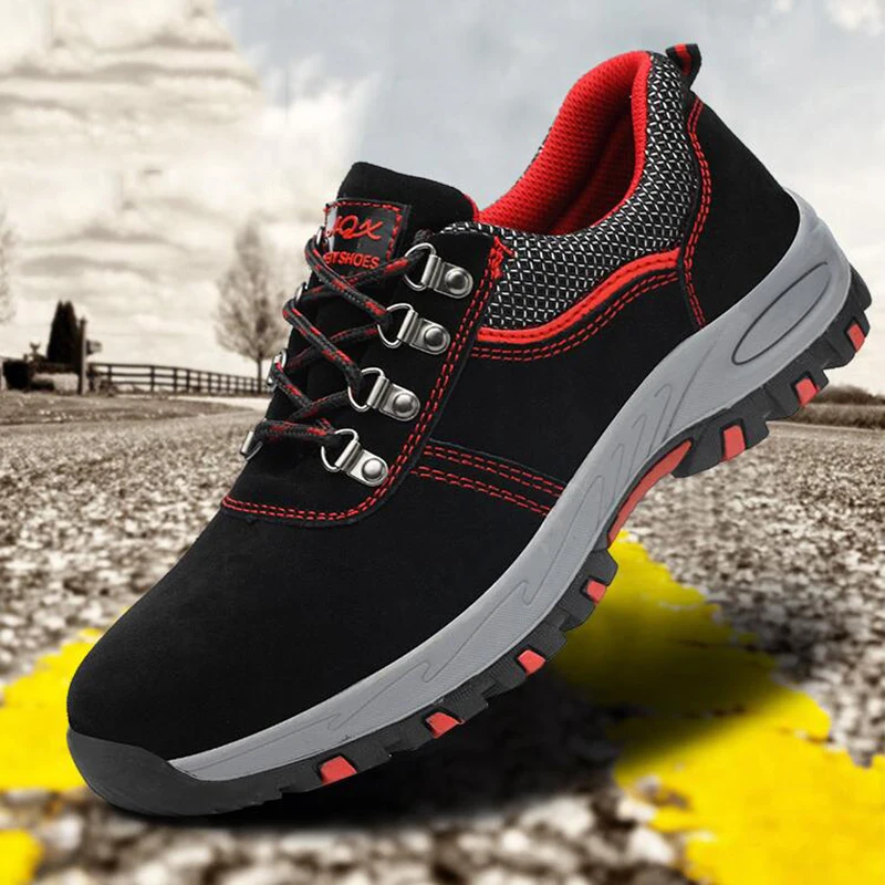 

Men Casual Breathable Steel Toe Caps Work Safety Shoes Summer Mesh Anti-pierce Building Site Worker Security Shoes Big Size 46