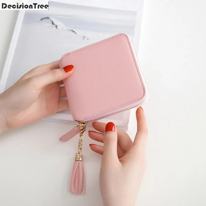 

New Arrival Women's Pu Leather Small Wallet Card Holder Zip Coin Purse Clutch Handbag Purple Black Pink Free Shipping