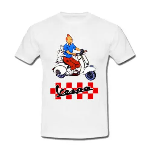 Футболка с мультипликационным принтом TINTIN VESPA новая мужская футболка Sze S to 3 xl