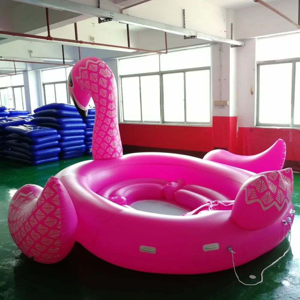 

Color Printed Giant Unicorn Pool Float huge Flamingo Island Flamingo Boat for 6-8persons Pool Party