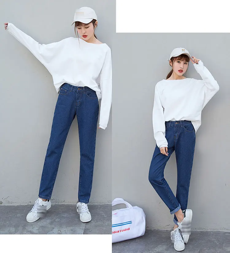 Dunayskiy Loose Plus Size Jeans Woman High Waist Casual Boyfriend Denim Jeans Harem Pants Trousers For Women Streetwear Clothes