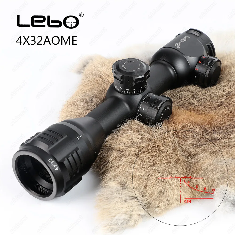 

New LEBO 4x32 AOME Tactical Optical Sight Glass Reticle Red Green Illuminated Compact Lock Rifle Scope For Hunting Riflescope