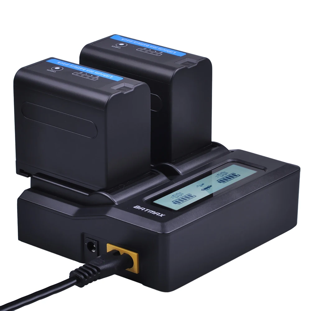 Kaufen 2Pcs 7200mAh NP F970 NP F970 Power Display Batterie + 1 Ultra Schnelle 3X schneller Dual Ladegerät für SONY f930 F950 F770 F570 CCD RV100
