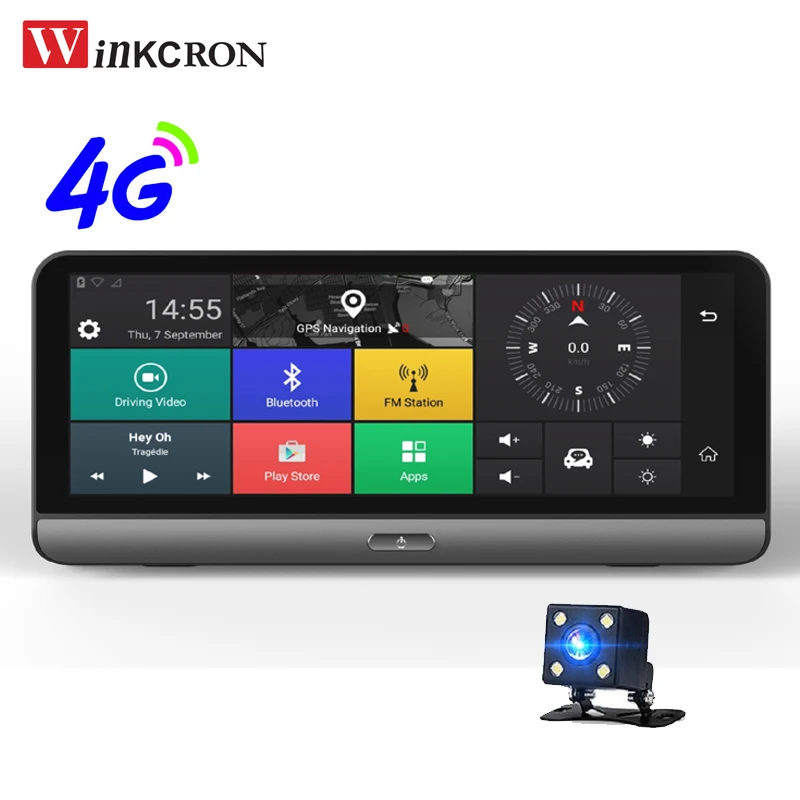 2019 4G Car DVR Camera 8.0 inch GPS Navigator Android 5.1 FHD 1080P WIFI Video Recorder Dash Cam Registrar Parking Monitoring