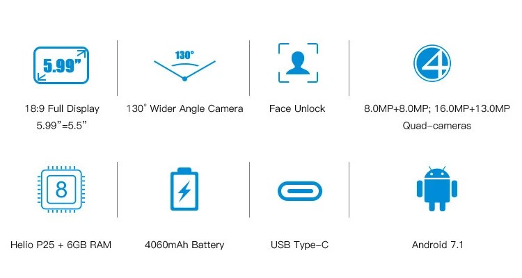 DOOGEE MIX 2 6GB RAM 64GB ROM MTK Helio P25 2.5GHz Octa Core 5.99 Inch Bezel-less FHD+ Screen Quad Camera Android 7.1 4G LTE Smartphone