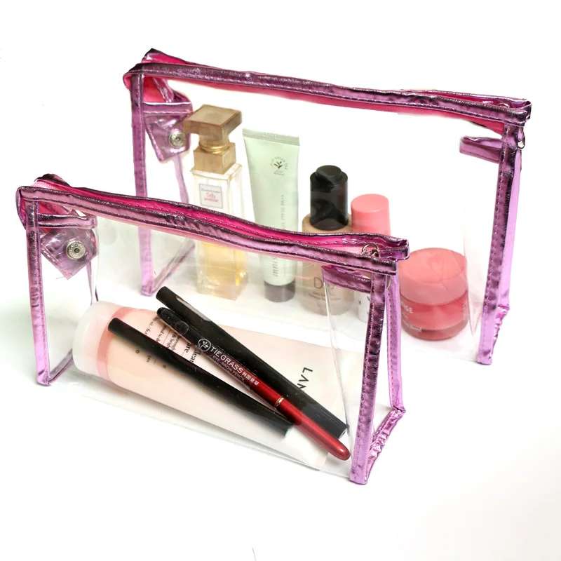 2PCS/Set Clear Cosmetic Bag Set Travel PVC Makeup Bag Transparent Women