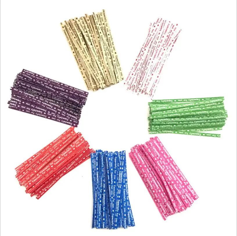 700pc 9cm Wire Metallic Twist Ties For Cello Candy Bag Steel Baking Packaging Ligation Lollipop Dessert Sealing Tie | Дом и сад