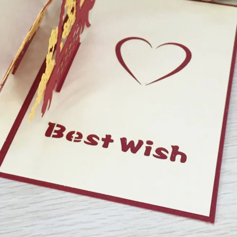 1 шт лазерная резка 3D Любовь всплывающие открытки поздравительные карты с конвертом День Святого Валентина Свадебное приглашение открытка юбилей подарки