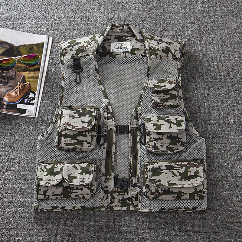  8 Styles Summer Outdoor Men Camouflage Mesh Photography Vest Multi-pocket portable Breathable Quick