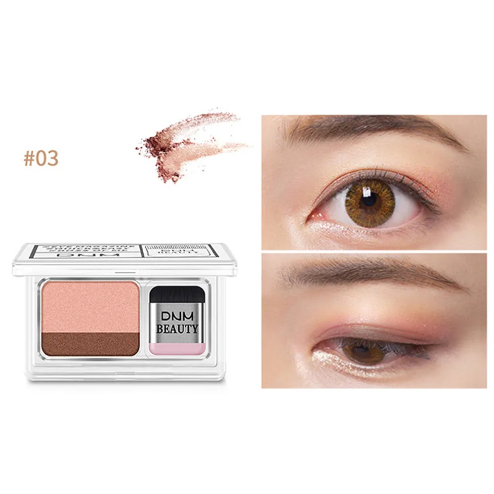 Lazy Eye shadow Palette корейский стиль Косметика Матовые мерцающие два цвета Тени для век штамп Палитра с кистью ню макияж набор инструментов - Цвет: 03