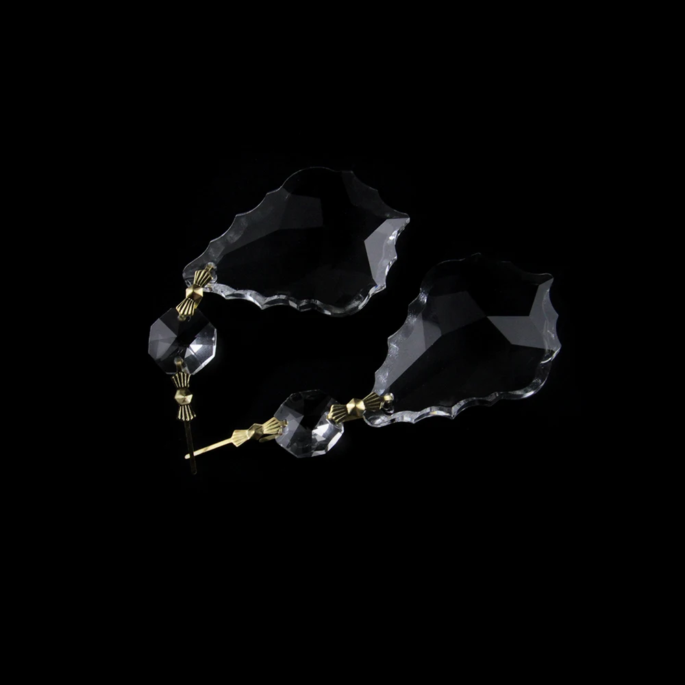 Gancho de Ouro Maple Leaf Design Jogos - Lote 38mm Limpar Casa Decoração Iluminação Acessórios Prismas Cristal Pingentes Peças Lustre 10 3 Luzes e Iluminação