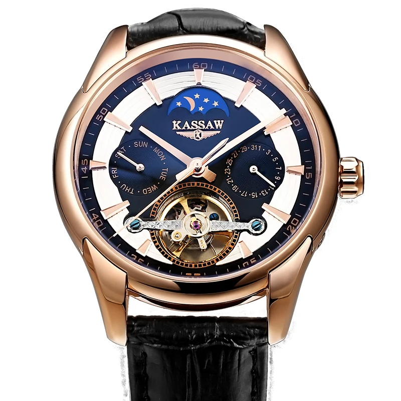KASSAW tourbillon мужская self ветер смотреть relogio masculino мода платье moon phase часы мужчины luxury