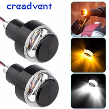 2X Universal 22mm Bar End Blinker LED Handlebar Motorcycle Turn Signal Light Amber Indicator Flasher for Honda/Harley