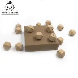 0.63 "(16 мм) деревянный геометрический шестиугольник Бусины ребенка прорезыватель Игрушечные лошадки кормящих звонкое деревянный