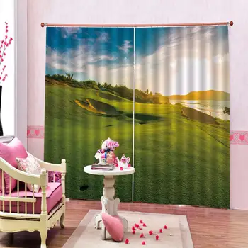 

3D Curtain Luxury Blackout Window Curtain Living Room green landscape curtains for bedroom curtain