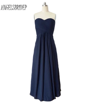 

ANGELSBRIDEP Navy Blue Chiffon Bridesmaid Dresses Long Chiffon Sweetheart Special Occasion Party Formal Gowns Dress