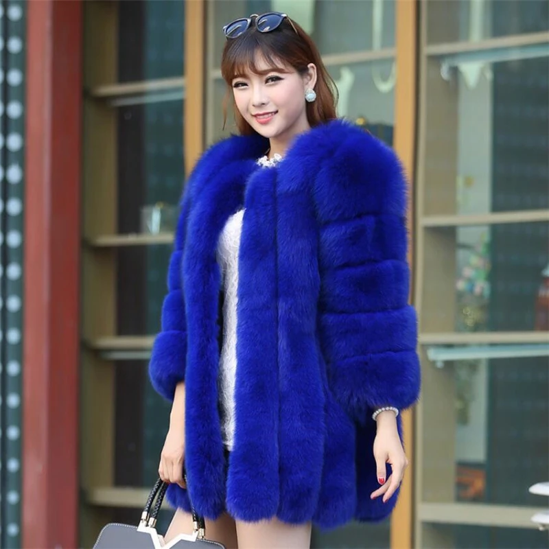 Femelle Haute Long Hiver Femmes Manteau noir blanc Chaud 2018 Nouvelle 4xl Beige De Faux Imitation rose bleu Veste rouge Manteaux Artificielle Fourrure Renard bourgogne Pardessus wZvdqdxFE