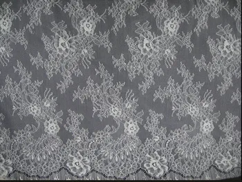 

High Quality French Off White Double Bilateral Chantilly Lace Fabric For Wedding Dress DIY 3Meter/PC, 5PC/lot