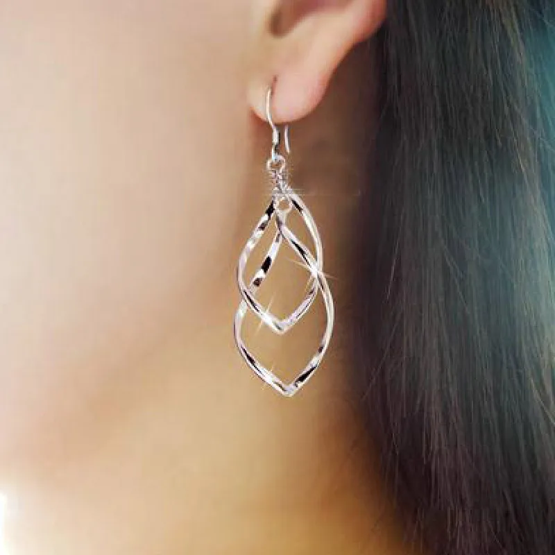 

Krazylee New Fashion Simple Earring For Women Hollow Rhombus Star Earrings Girl Piercing Jewelry Long Drop Earring