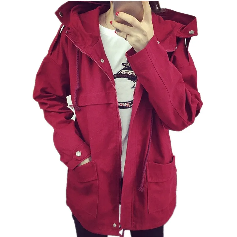 Women Trench font b Coat b font 2017 Korean Plus Size Loose Student Casual Trench font