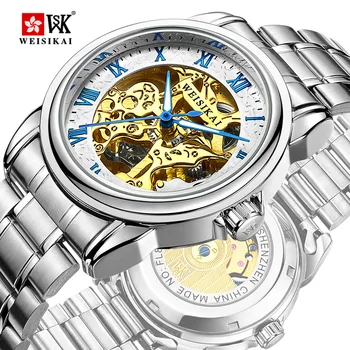 

WEISIKAI Men Luxury Automatic Mechanical Watch Male Clock men's watc Stainless Steel Business Watches Tourbillon Hollow Movement