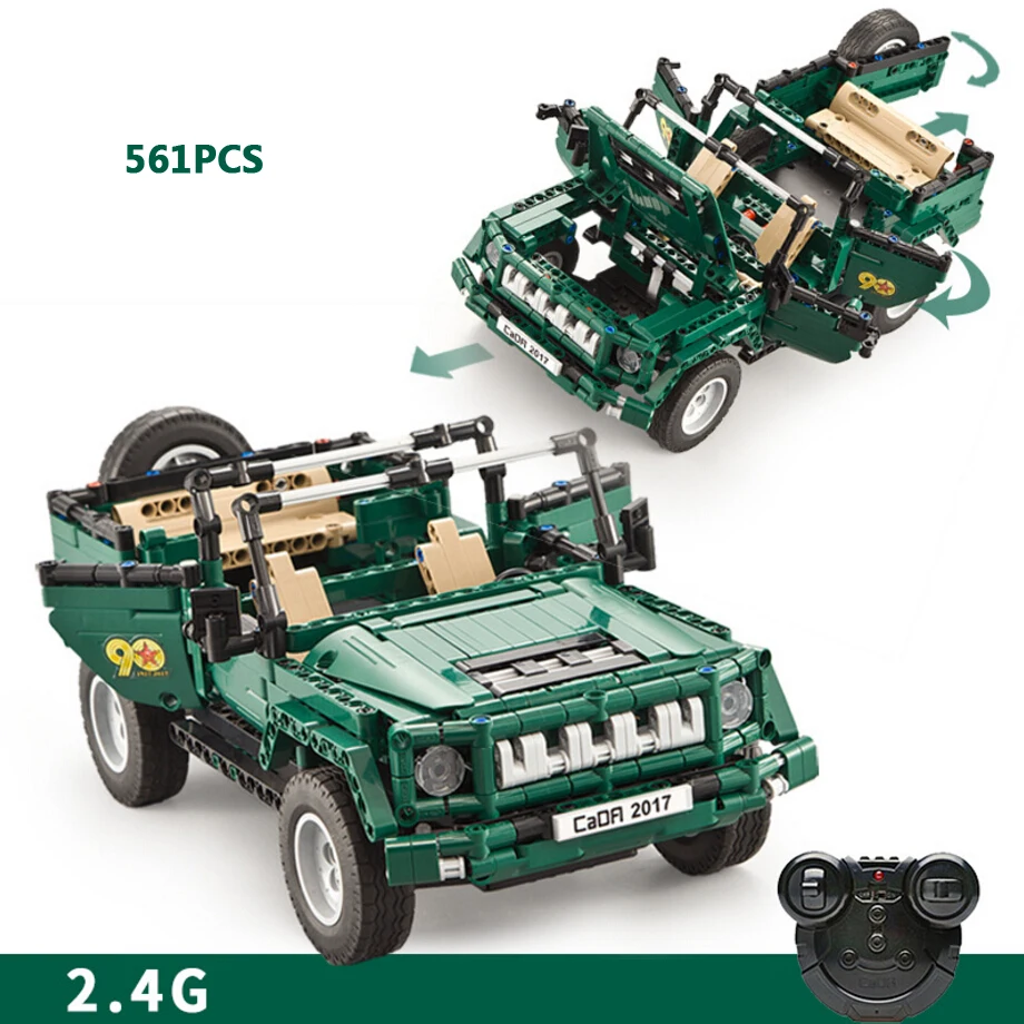 

Techincs Modern military vehicle 2.4Ghz rc toys stacking block 2.4ghz radio remote control car Parade jeep brick collection
