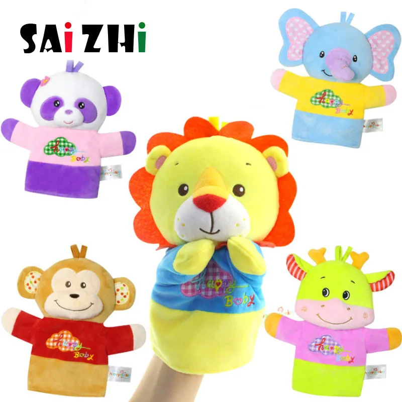 

Saizhi 5 Kind Big Hand Puppet Animal Plush Doll For Kids Children Adult Finger Puppet Glove Mouse Toys Panda Monkey Animal