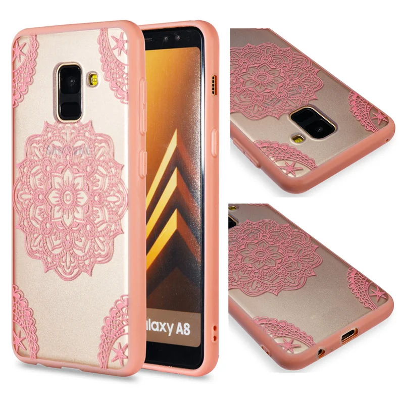 

ZRICKIE Printing Phone Cases For Samsung A6 A8 Plus 2018 High Quality Embossed Samsung A3 A5 A7 2017 Flowers Cover Coque Fundas