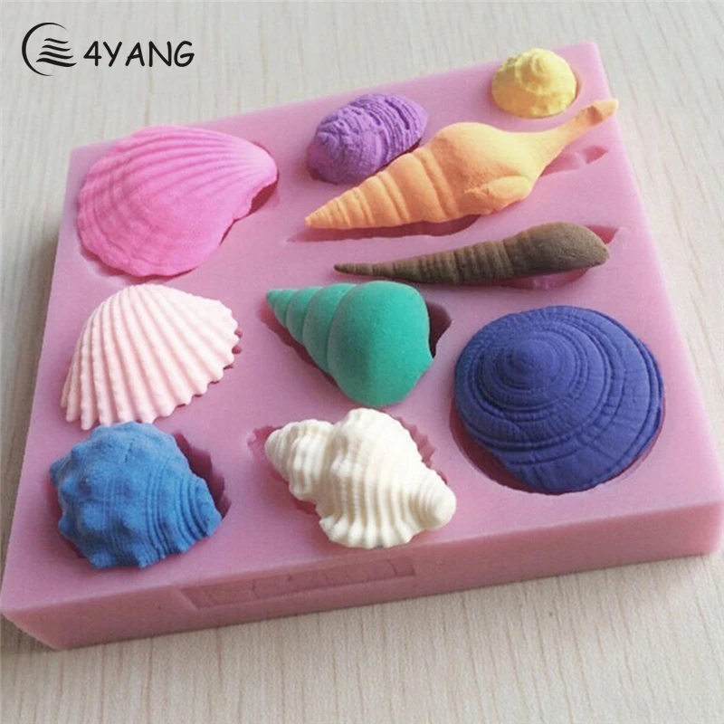 

4YANG Conch Seashell Silicone Mold Kitchen Gadgets Home Fondant Tool Dessert Mold Gateau Embosseuse Moules Decoranting Cake