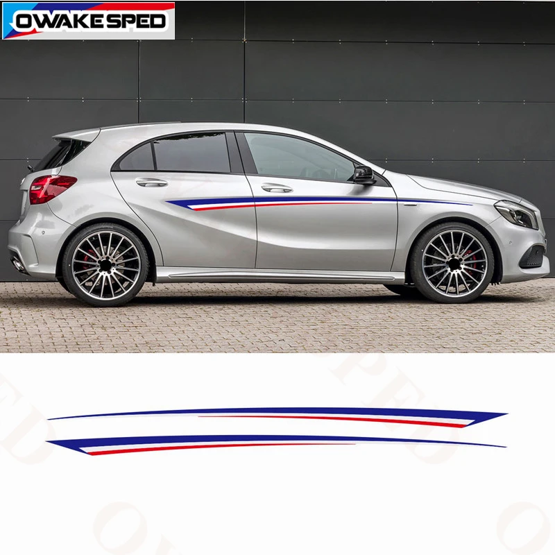 

Car Waist Lines Stripes Stickers For Mercedes-Benz A/B class W176 W246 Flag Color Speed Decals Auto Body Accessories Waterproof