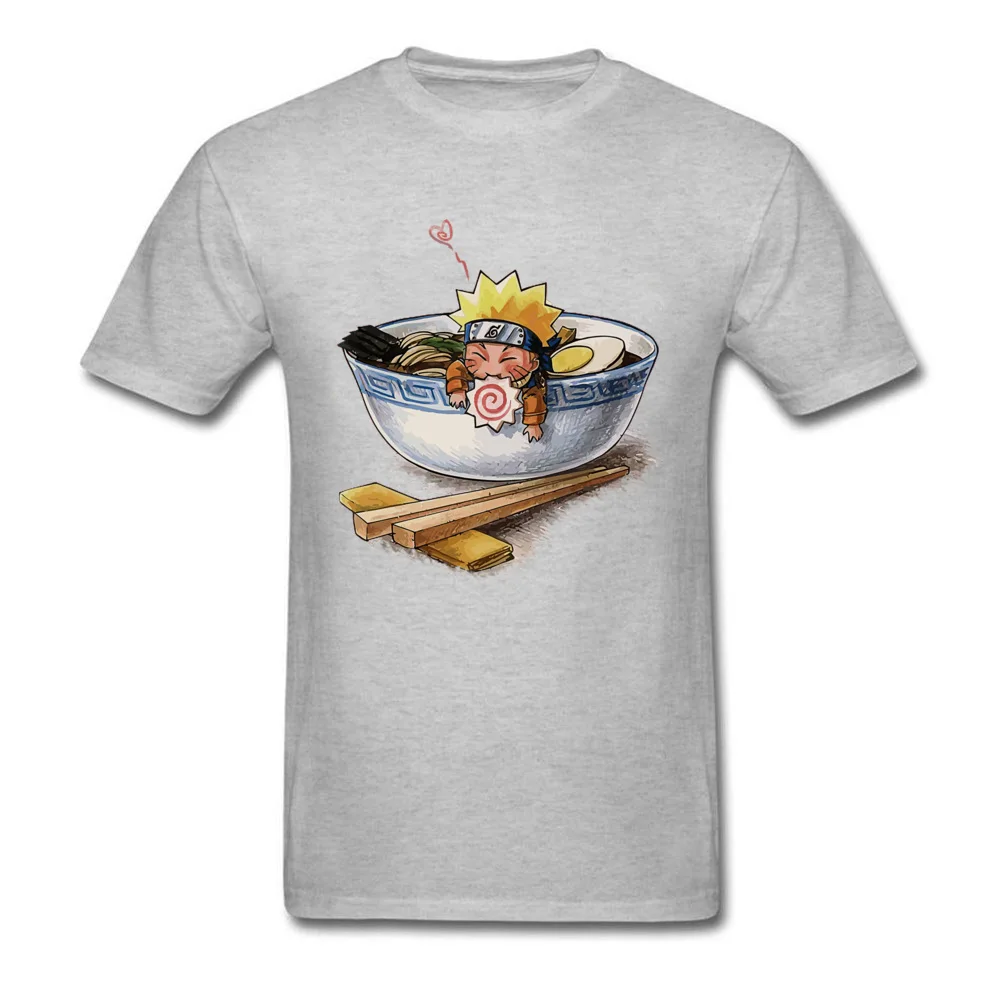 Naruto Love Ramen Tops T Shirt Prevalent Round Collar Normal Short Sleeve 100% Cotton Men T-shirts Classic Tops Shirt Naruto Love Ramen grey