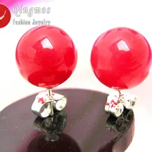 Qingmos модные красные серьги из нефрита для женщин с 10 мм круглые натуральные нефриты стерлингового серебра S925 Earring-ear130