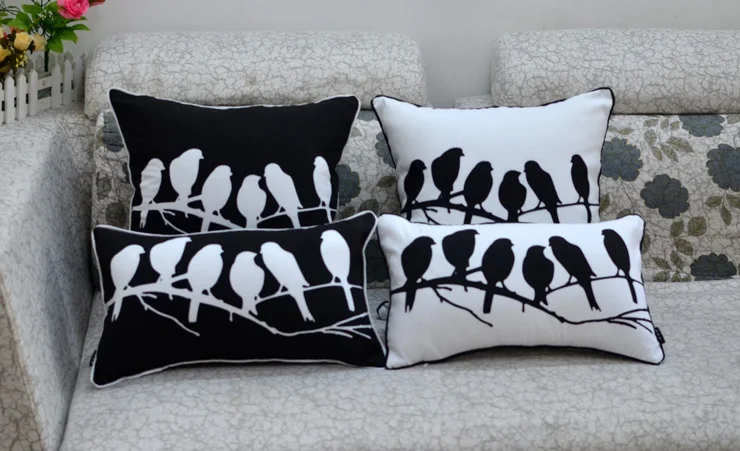 Cushion Cover Covers Ikea Pillows Decorate Cojin Bird Almofada Cushion Cover Covers Ikea Pillows Decorate Cojin Bird Almofada Decorativa Decor Lovely Sofa Pillow Black Cushions Lumbar Birds In From Home Garden