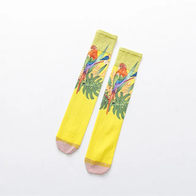 Модные 3D цветные носки женские блестящие высокие носки до колена забавные носки для девочек уличная Harajuku длинные носки Medias хип-хоп - Цвет: F