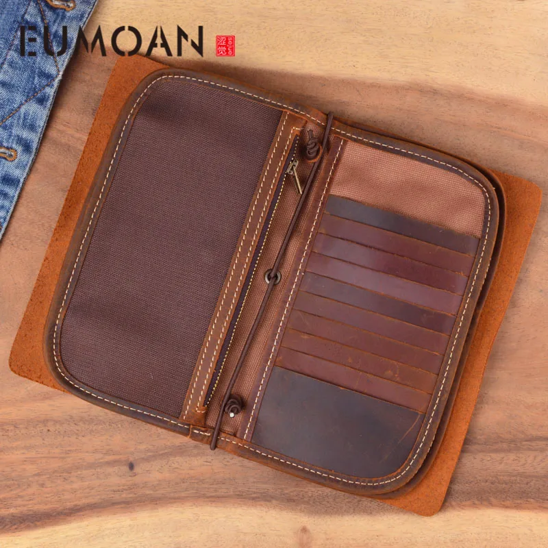 

EUMOAN Multifunctional Crazy Horse Leather Men's Clutch Retro Leather Phone Bag Leather Clutch Kit