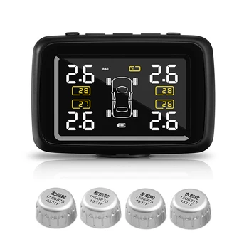 

Auto Truck TPMS Car Wireless Tire Pressure Monitoring System with 6 External Sensors Replaceable Battery LCD Display