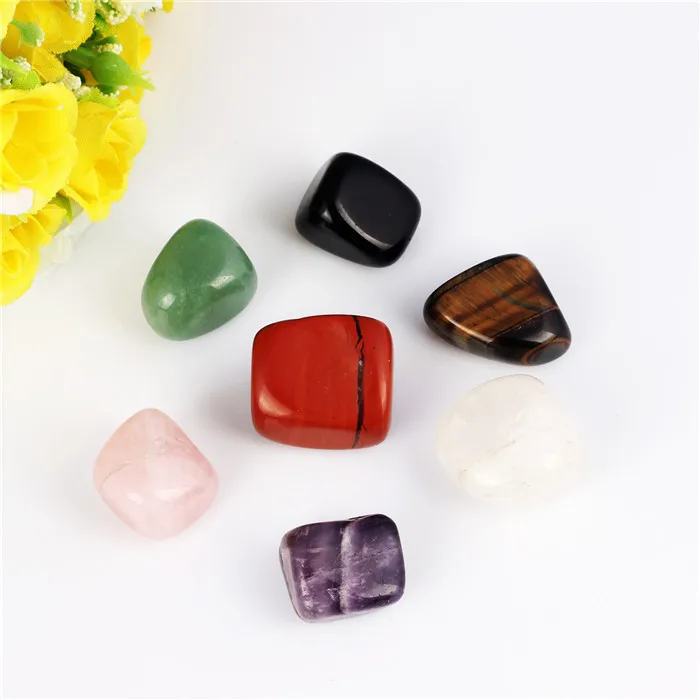 

Natural Stone quartz Black obsidian Green aventurine crystal Tiger eye Tumbled Stones Chakra Healing Reiki Free Pouch