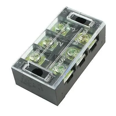 

600V 45A Double Rows 3P 3 Positions Covered Barrier Screw Terminal Block