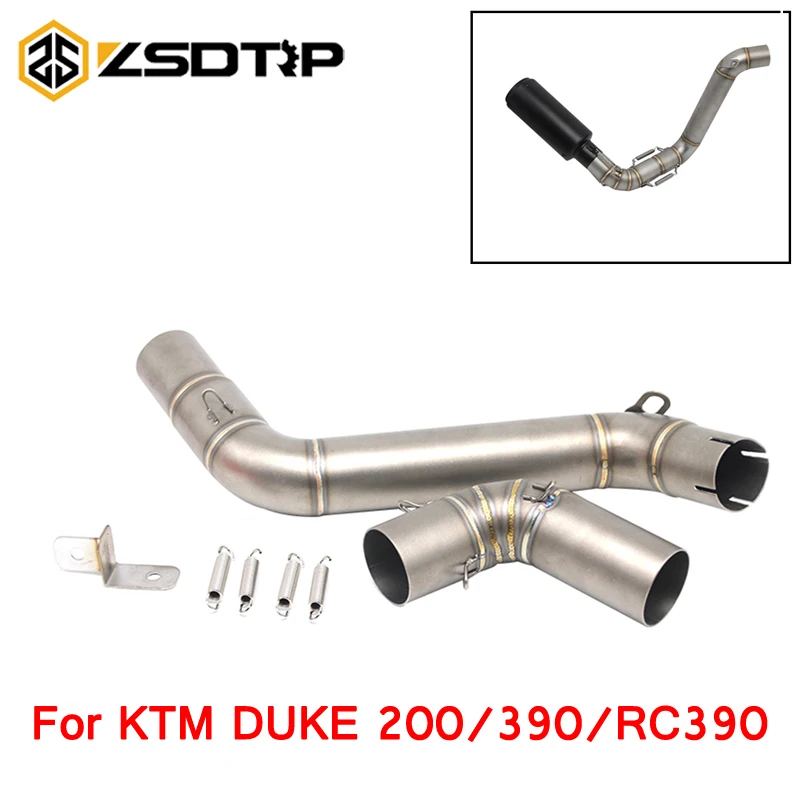 ZSDTRP Motorcycle Exhaust Link Pipe Mid Pipe Stainless Steel Fit For 51mm Exhaust KTM DUKE 200