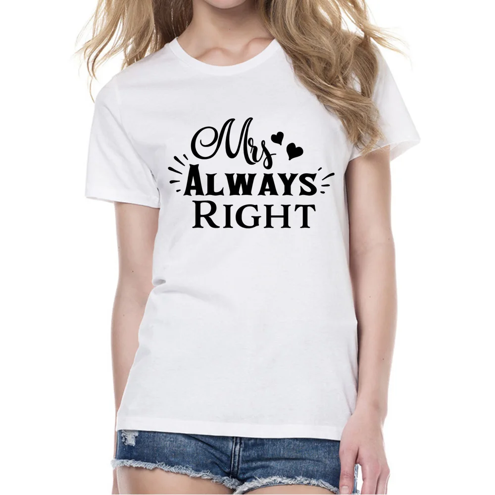 Подходящая парная Футболка Mr Right Mrs Always Right, забавные парные футболки Mr.& Mr. Right, футболки для мужчин и жены, Подарок на годовщину - Цвет: FD54-FSTWH-