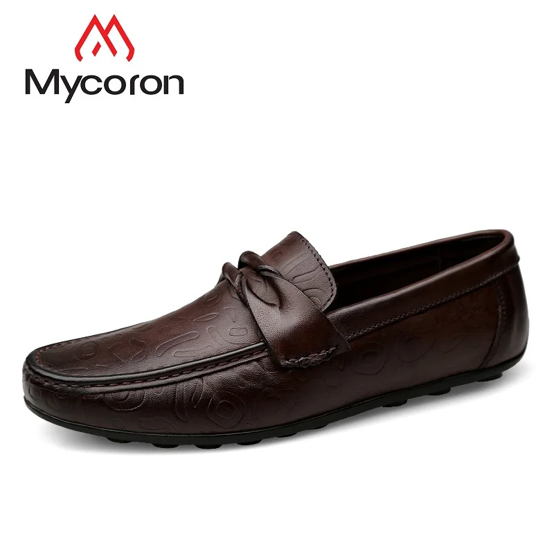 

Mycoron Luxury Fashion Brand Men's Genuine Print Leather Loafer Shoes Comfortable/Breathable Shoes Soft Bottom Driving Shoes