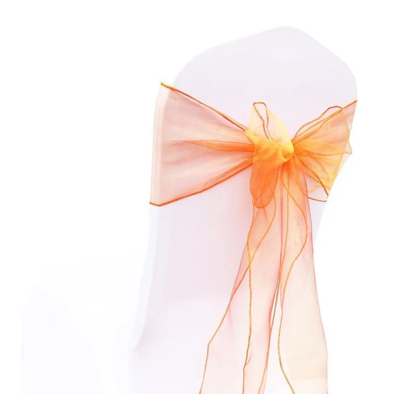 25 шт. органза лента с бантом для стула для приморского свадьбы банты из органзы мероприятия Свадебная вечеринка поставка домашний текстиль DIY органза ткань - Цвет: coral orange