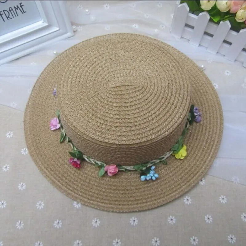 Летние шапки для девочек модные однотонные детские шапки пляжная гирлянда соломенные шляпы окружность шляпы 53-54 см