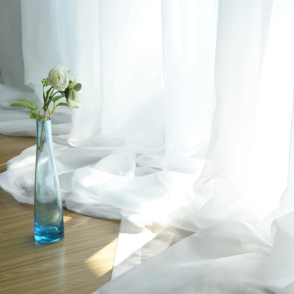 Свадебная драпировка потолочная сплошная Белая прозрачная занавеска s для гостиной полиэфирная вуаль занавеска тюль для балкона спальни WP184& 2