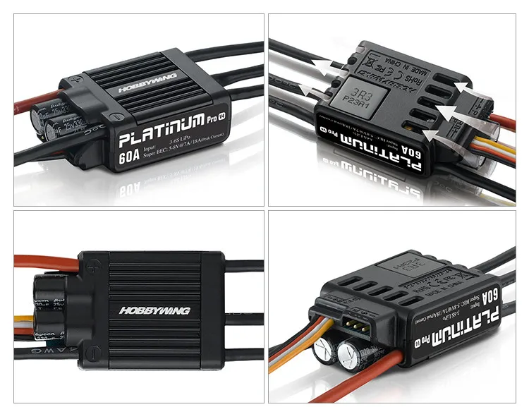 1 шт. Оригинал HobbyWing Platinum PRO V4 60A ESC (3S 6S) для винтов класса 450 480 (пропеллеры: 325 360